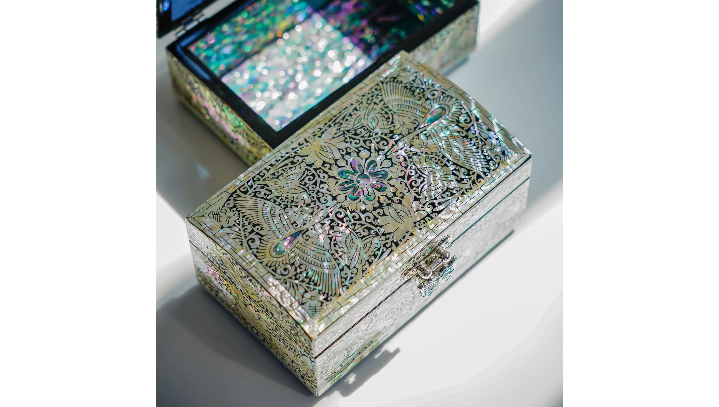 Korean Mother-of-Pearl Crane Trinket Box